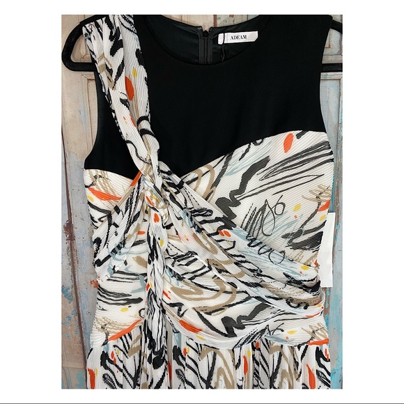 Adeam- NWT! Midi Combo Print Shoulder Detail Dress - Picture 7 of 16